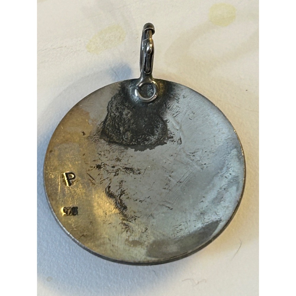 Vintage Hot Air Balloon Round Charm Pendant 1" Marked P 925 - Picture 4 of 6